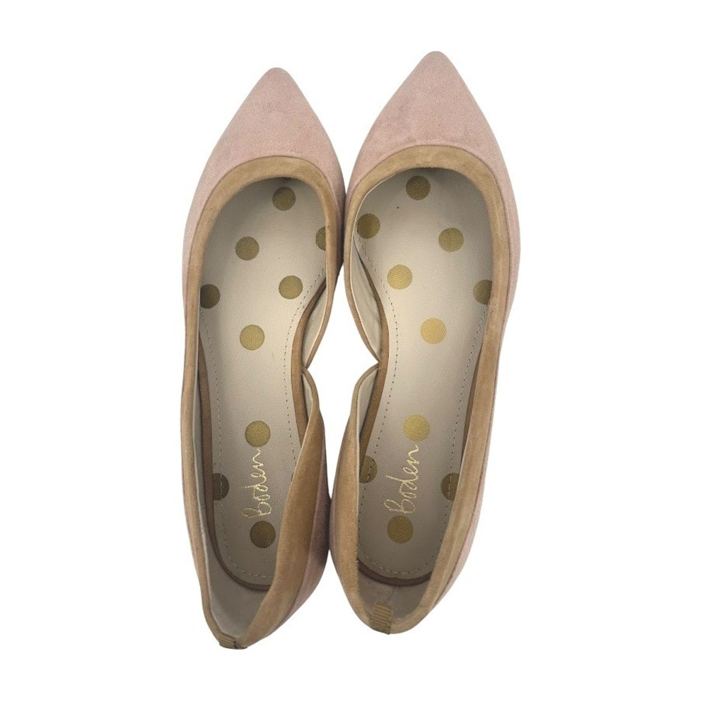 Boden Pointed Toe Flats Women 36 Pink Tan Faux Suede D'Orsay Two Tone Slip On